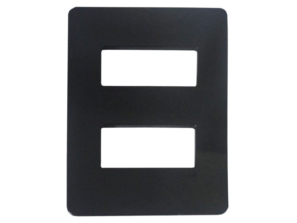 Placa PVC para 2 Módulos Distanciados 4x2 Preta Linha Unno Life