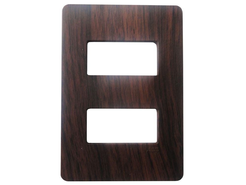 Placa PVC para 2 Módulos Distanciados 4x2 Wengue Natur Linha Unno Life