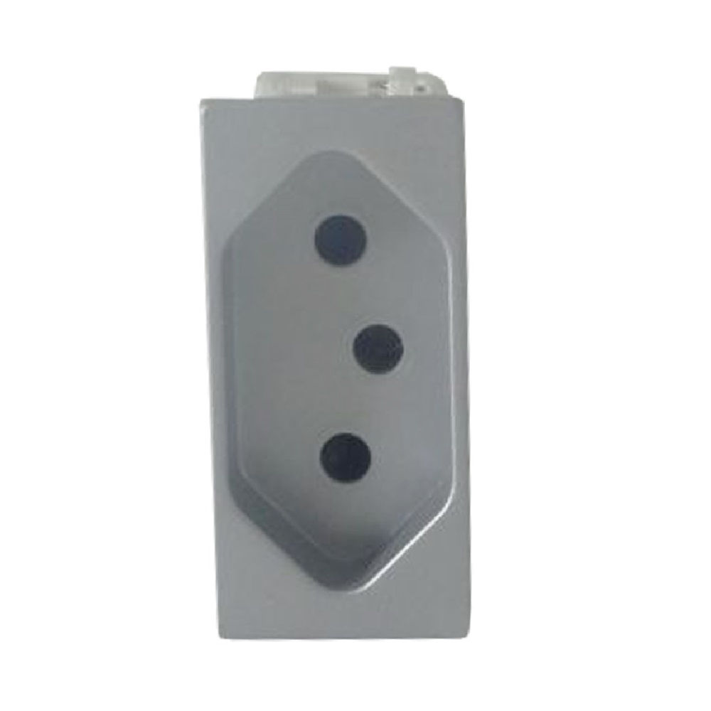 Módulo Módulo Tomada NBR 2P+T 10A/250VCA PVC Prata Linha Unno Life