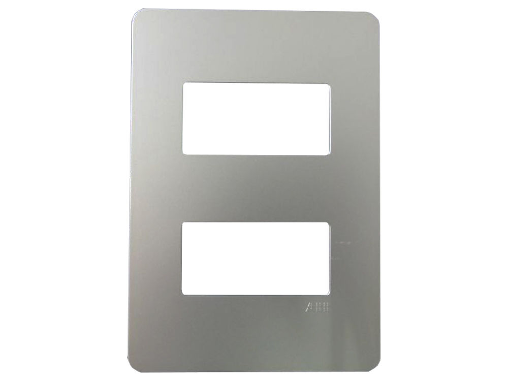 Placa PVC para 2 Módulos Distanciados 4x2 Prata Linha Unno Life
