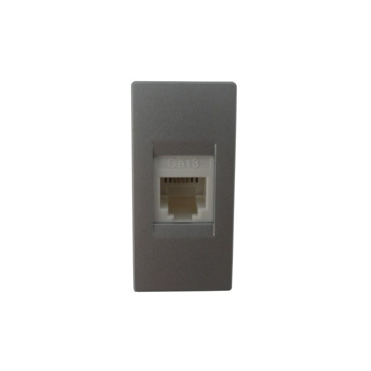 Módulo Módulo Tomada Telefone RJ11 4 Fios PVC Prata Linha Unno Life