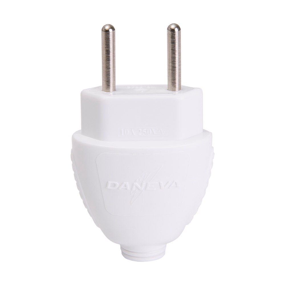 Plugue Macho 2P Redondo 10A 250VCA PVC Branco