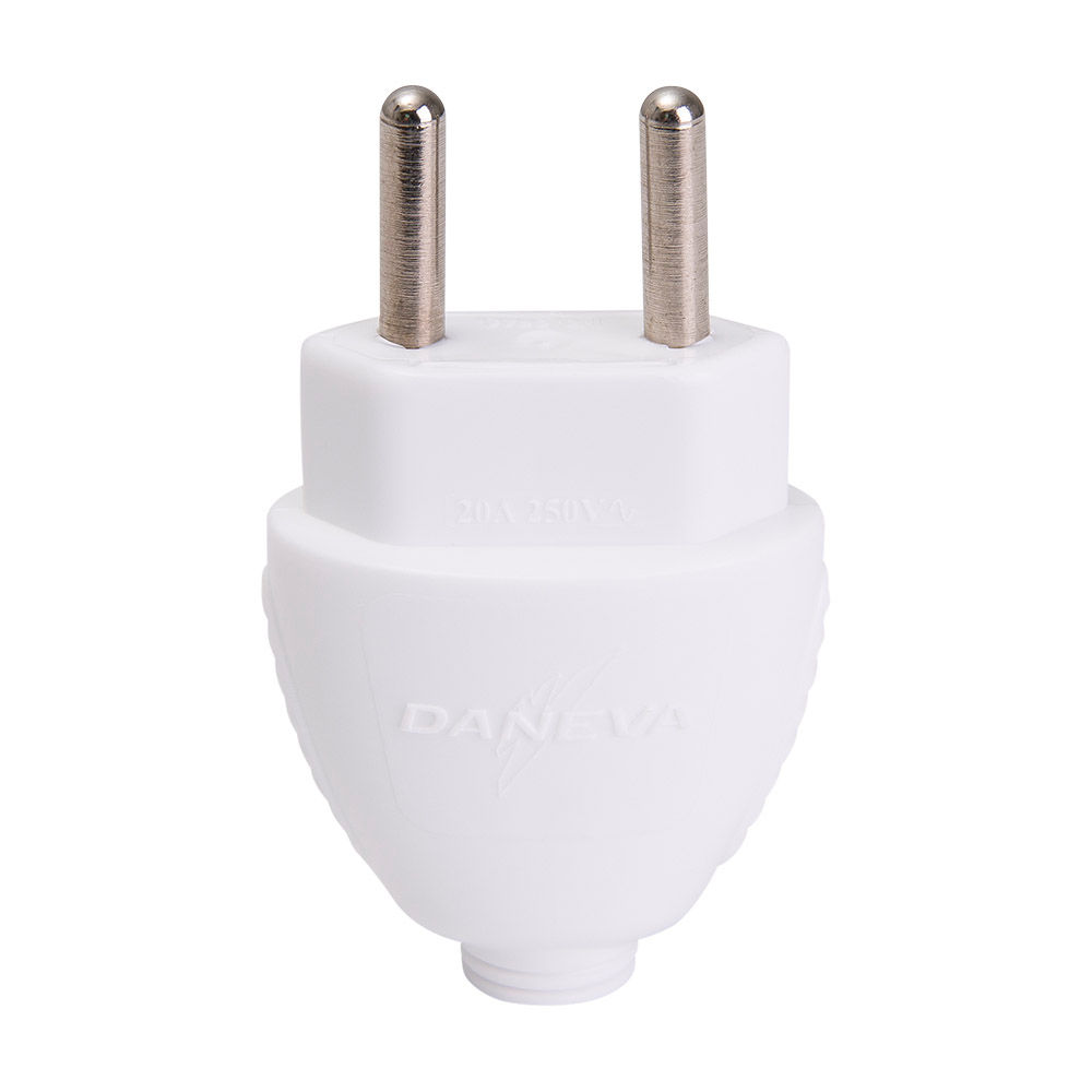 Plugue Macho 2P Redondo 20A 250VCA PVC Branco