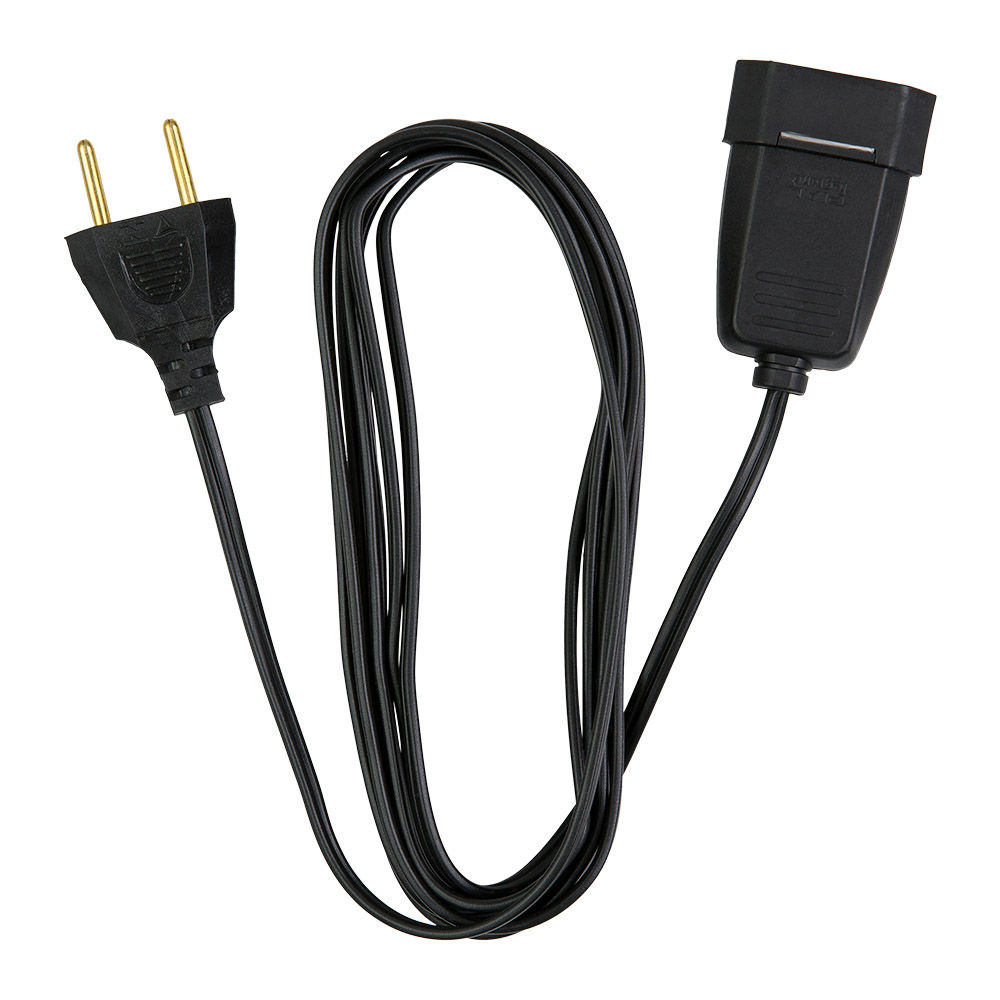 Extensão Extensão com 1 Tomada 2P 10A-250VCA 2x0,75 mm² 5 M Preta Cabo Paralelo