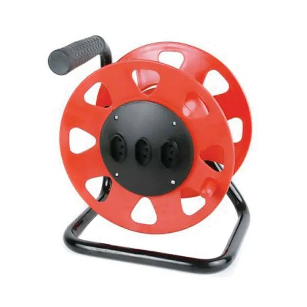 Carretel Suporte com 3 Tomadas 2P+T para Extensão Maxi PRO Vermelho/Preto