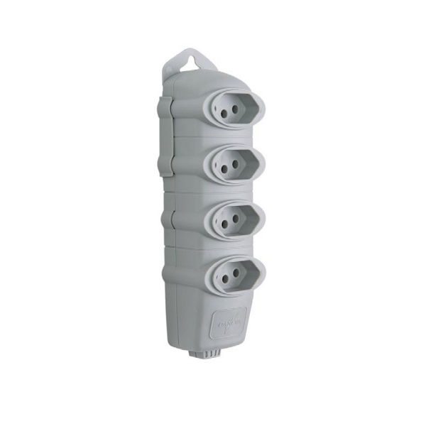 Régua Régua PVC com 4 Tomadas 2P+T 20A 250VCA Cinza