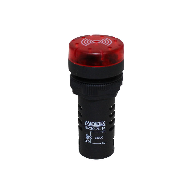 Sinaleiro Sonoro PVC Faceado com Buzzer com LED 22 mm 24VCA/CC Vermelho