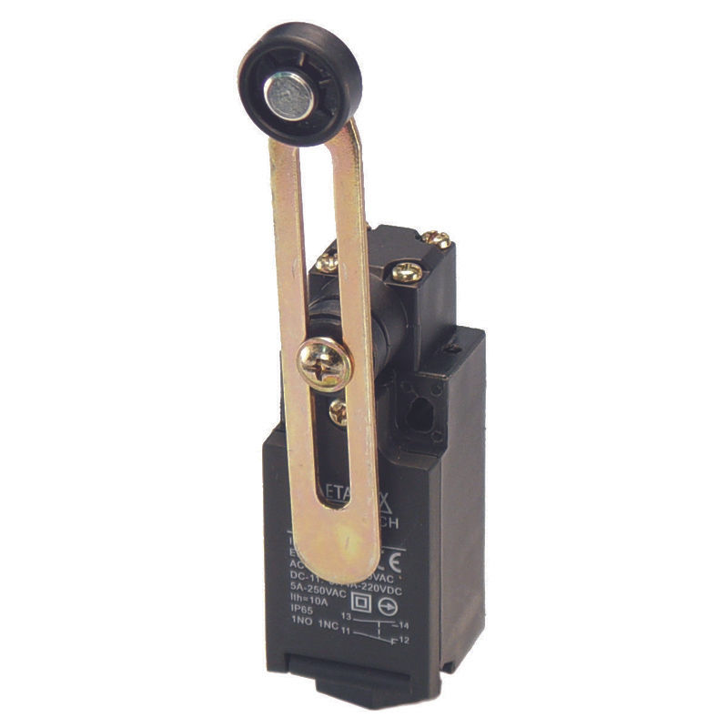 Fim de Curso Ação Rápida FM9 5A 250VCA Corpo PVC Caixa Estreita com Haste Ajustável e Rolete 1NA+1NF