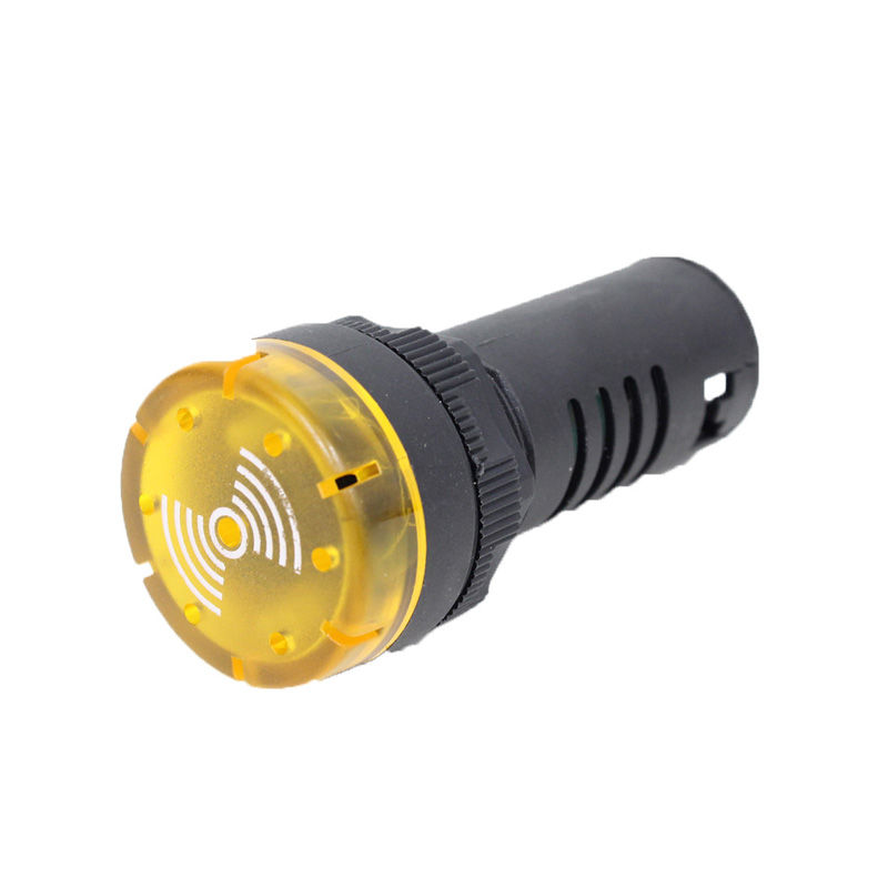 Sinaleiro PVC LED Sonoro Lente Lisa 22 mm Amarelo sem Aro sem Elemento 24VCA/VCC com Buzzer com LED