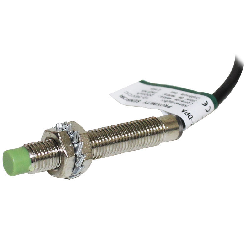 Sensor Indutivo Saliente Cilíndrico M8 PNP 10-36VCC 1NA Alcance 2 mm com Cabo 2 M 3 Fios IP67 com LED