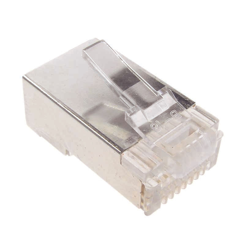 Plugue Macho Blindado RJ45 Categoria 5E 8 Fios Metálico