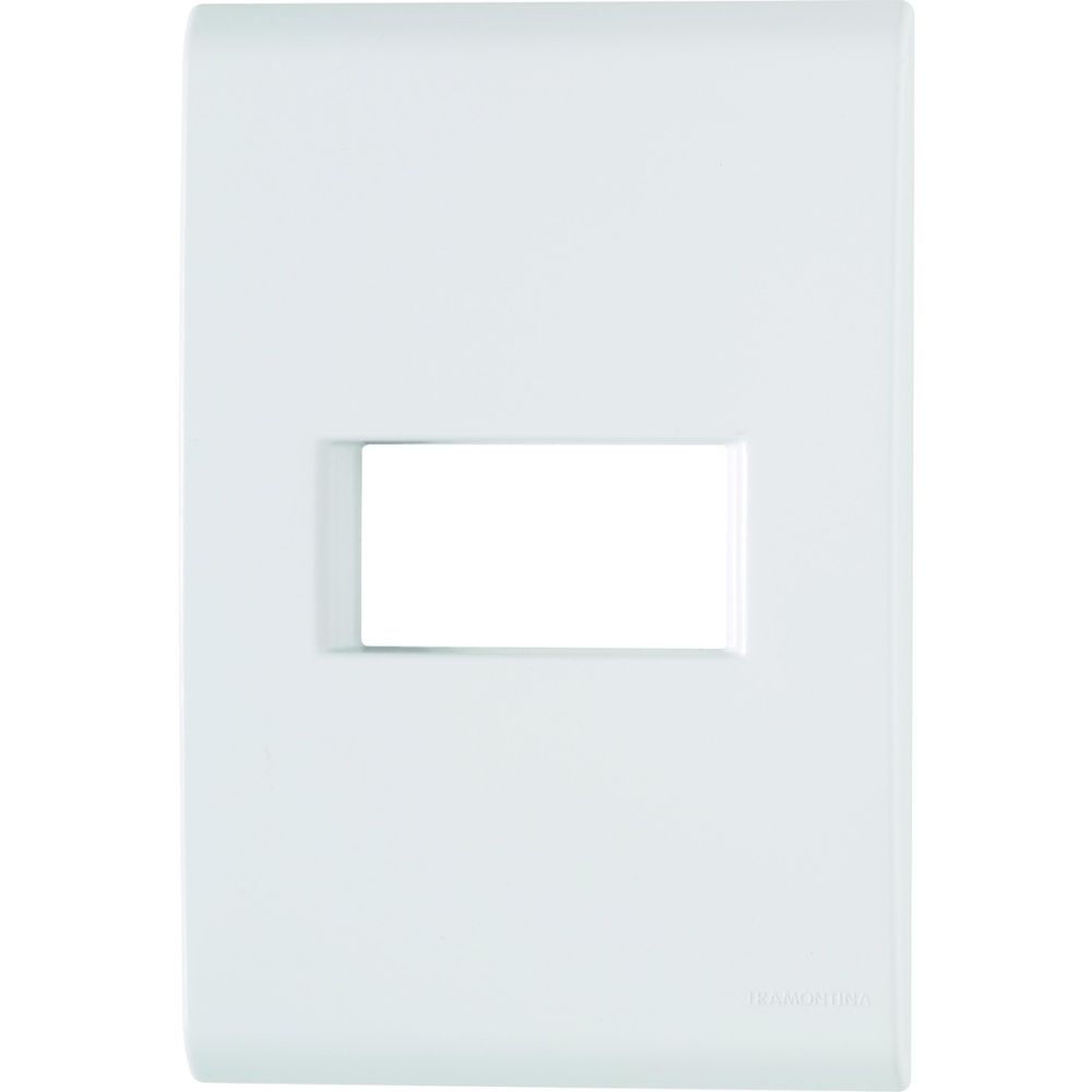 Placa PVC para 1 Módulo Horizontal 4x2 Branca LIZ com Suporte