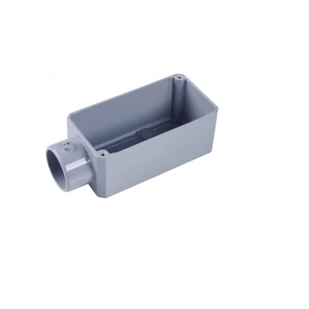 Condulete Alumínio Tipo e 3/4" com Rosca BSP sem Tampa sem Vedação Cinza sem Pintura IP54 Caixa Passagem