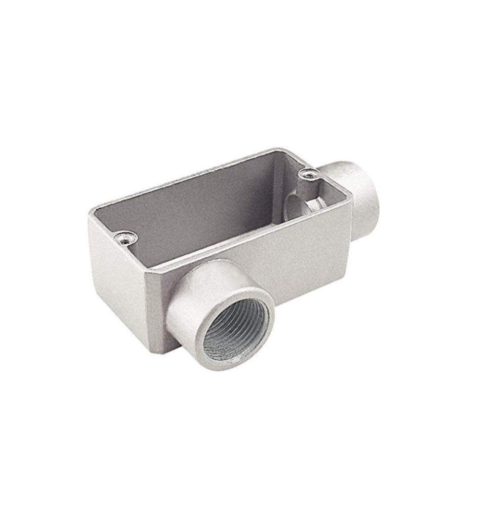 Condulete Alumínio Tipo LR 3/4" com Rosca BSP sem Tampa sem Vedação Cinza sem Pintura IP54 Caixa Passagem