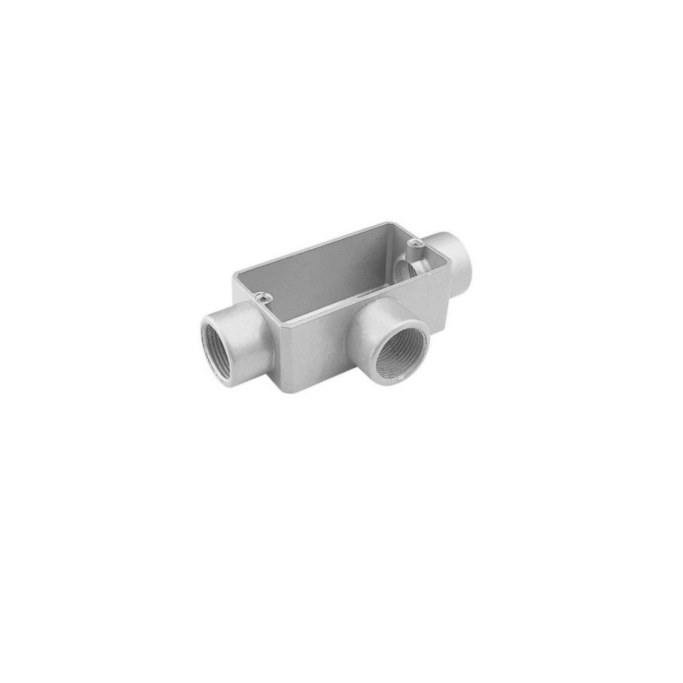 Condulete Alumínio Tipo T 3/4" com Rosca BSP sem Tampa sem Vedação Cinza sem Pintura IP54 Caixa Passagem