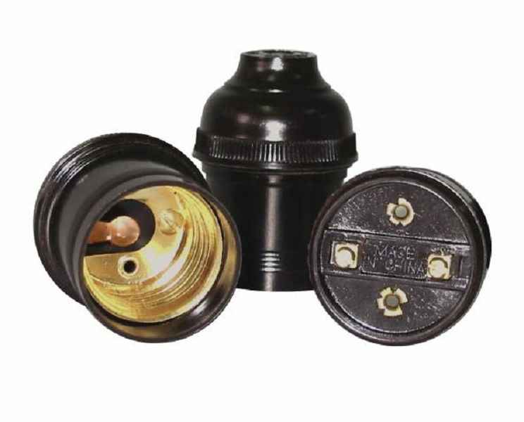 Soquete PVC Pendente sem Rabicho para Lâmpada E27 Preto