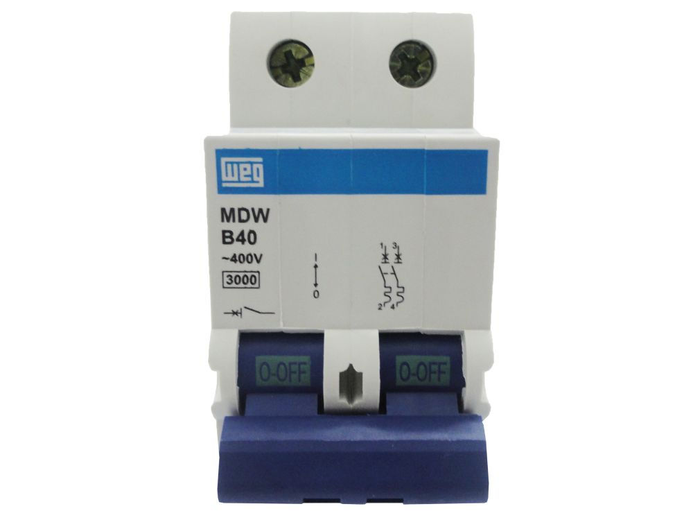 Disjuntor Termomagnético Fixo Bipolar MDW B 40A 5 KA/3 KA 220/380VCA DIN