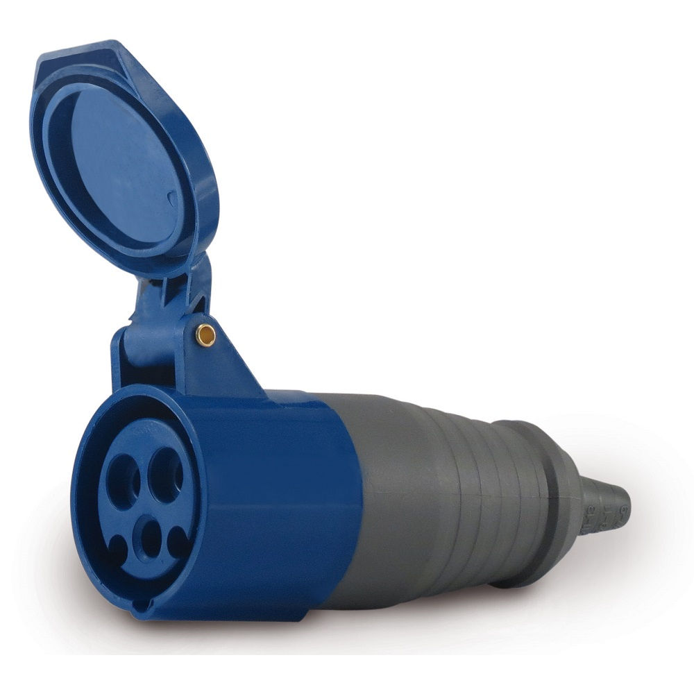 Acoplamento Móvel 3P+T 63A/220VCA Fêmea PVC Azul 9H IP67 Industrial