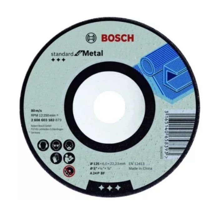 Disco Desbaste para Metal 115x6x22,23 mm Standard para Esmerilhadeira com Centro Deprimido