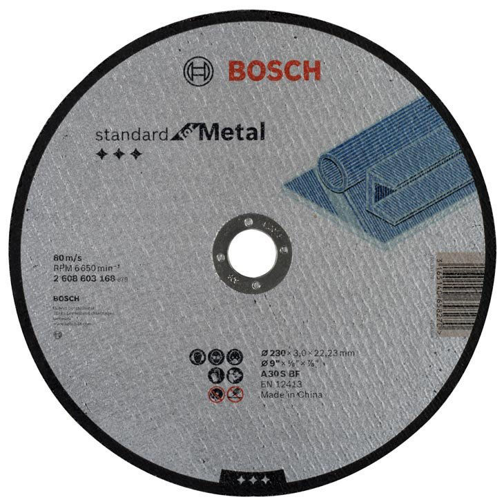 Disco Corte para Metal para Esmerilhadeira 230x3,0x22,2 mm Standard com Centro Reto