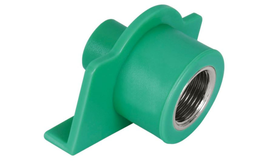 Adaptador Transição com Inserto Metálico Fêmea - Macho para DRY Wall 20 mmX1/2" PPR Verde Água Quente