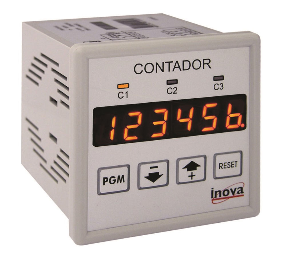 Contador Digital Pulsos Display 6 Dígitos 12VCA/CC-250VCA 75x75 mm NPN/PNP