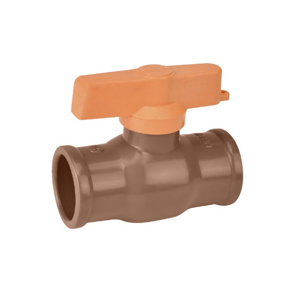 Registro PVC Esfera Borboleta Soldável 40 mm Classe 15 Marrom Água Fria Monobloco