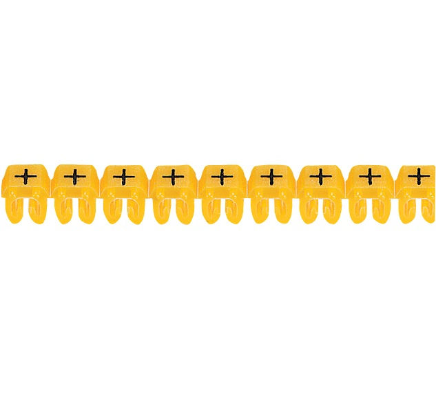 Marcador Identificador Anilha PVC Sinal + para Cabos 4,00-6,00 mm² Amarelo NR10 CAB3