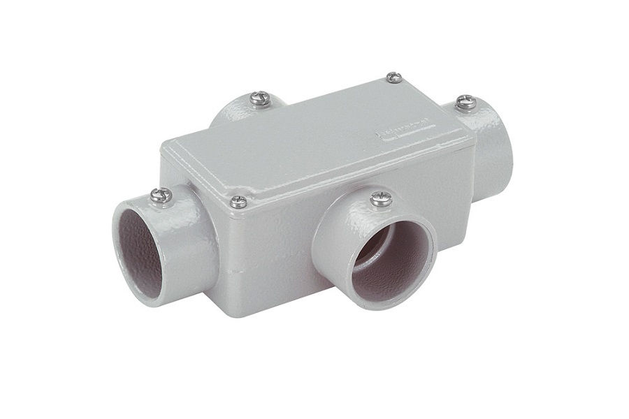 Condulete Alumínio Tipo LR 1.1/2" sem Rosca com Tampa Cega sem Vedação Cinza