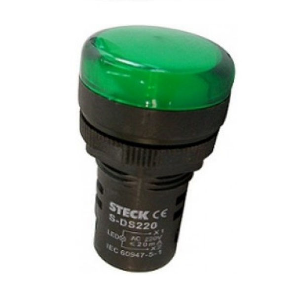 Sinaleiro Led PVC Faceado Lente Lisa com LED 22 mm 220VCA Verde