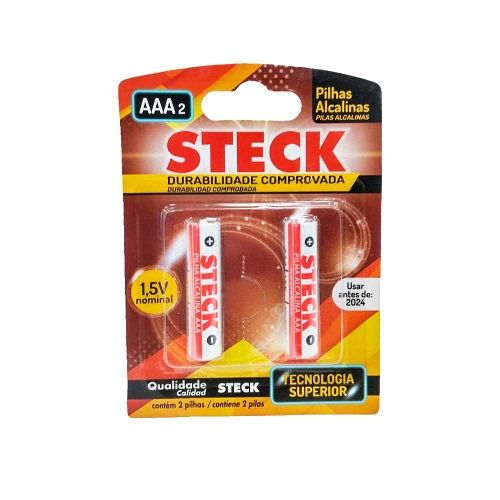 Pilha Alcalina Palito AAA 1,5VCC Embalagem com 2 PCS