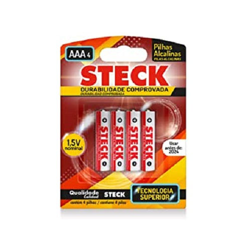 Pilha Alcalina Palito AAA 1,5VCC Embalagem com 4 PCS