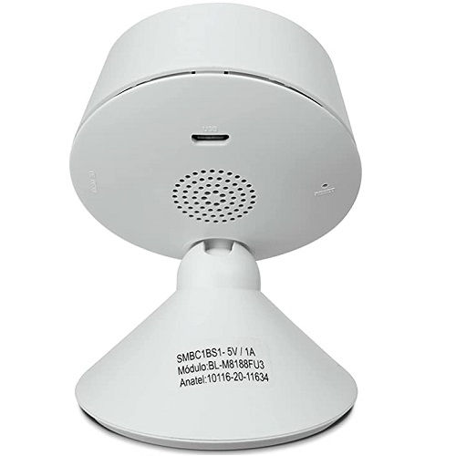 Camera De Seguranca Inteligente C/sensor De Movimento e Visao Noturna P/ambientes Internos IP65 5V/1A W-ifi Compativel C/alexa Echo Show e Cromecast