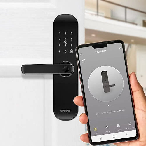 FECHADURA DIGITAL PRETA SMARTECK 