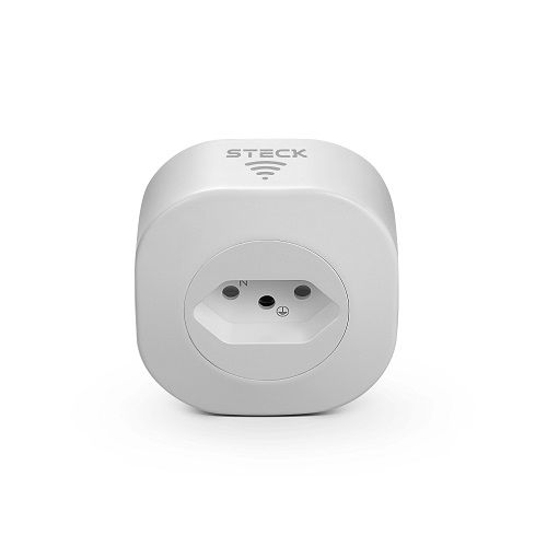 Plugue Wi-fi com Tomada 2P+T 10A 250V Branco Smarteck Compatível com Alexa Google e Siri