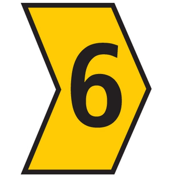 Marcador Identificador Anilha PVC Número 6 para Cabos 0,30- 1,50 mm² Amarelo MHG1/3