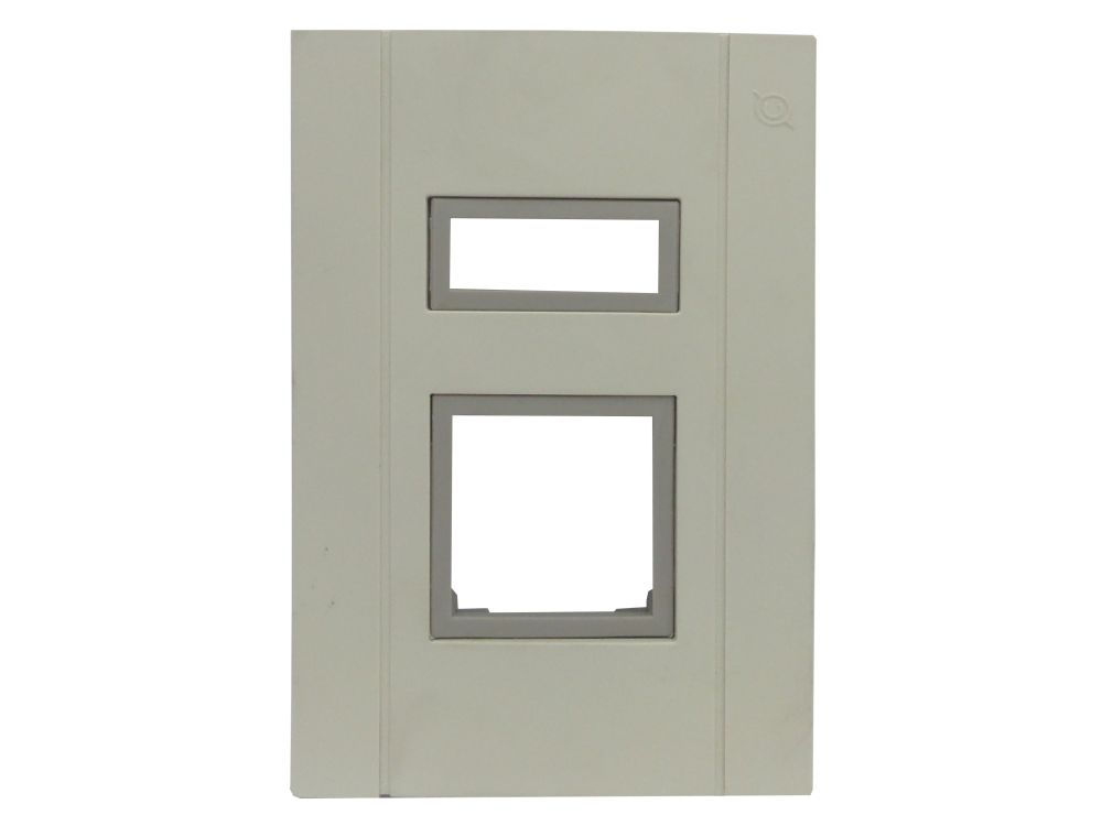 Placa PVC para 1 Módulo + 1 Módulo Duplo 4x2 Cinza Aprilia