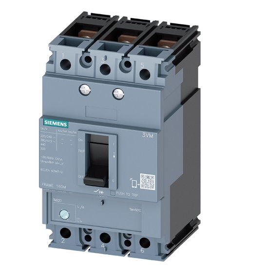 Disjuntor Termomagnético Ajustável Tripolar 3VM11 70-100A 55 KA/36 KA 220/380VCA Caixa Moldada