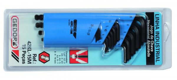 Jogo Chaves Allen L Abauladas com 9 Peças Aço Vanadium 1,5-10 mm