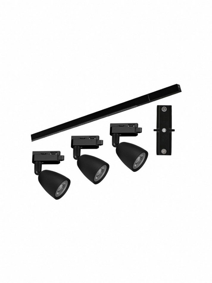Kit Trilho Eletrificado Com 3 Spot LED 6W Direct Direcionável 6500K 1350 lm Bivolt 975x59x94 mm Preto