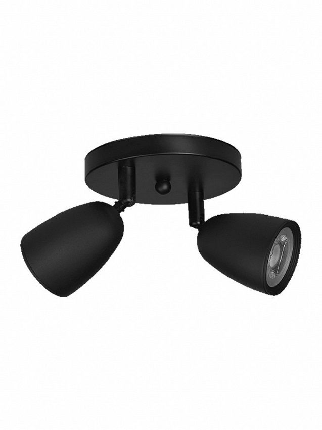 Spot Led Sobrepor Redondo Direcionável 2x4W PVC Direct 3000K 600 lm Bivolt Preto Base/Circular MR16 25.000H