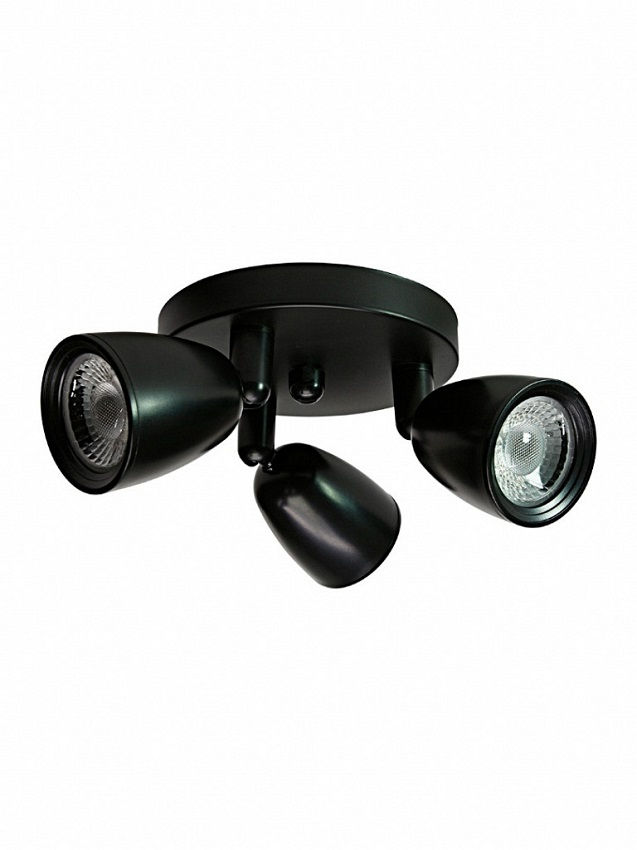 Spot Led Sobrepor Redondo Direcionável 3x4W PVC Direct 3000K 900 lm Bivolt Preto Base/Circular MR16 25.000H