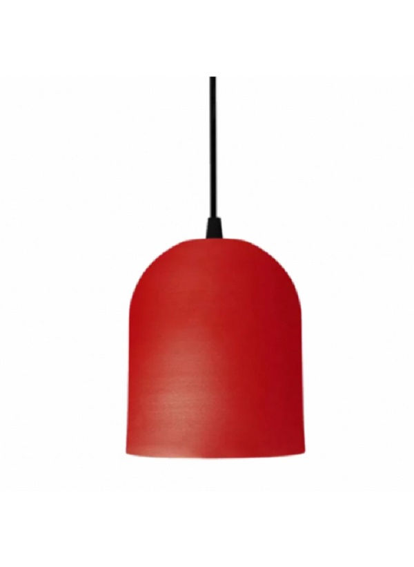 Pendente Redondo com Soquete E27 1x60W Alumínio Vermelho Fosco MUG com Cabo 900 mm
