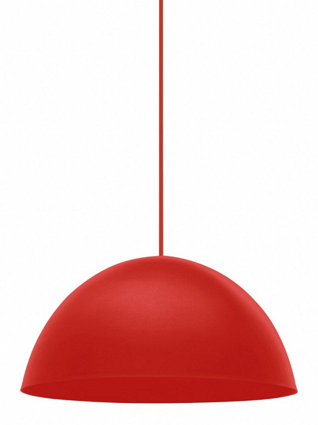 Pendente Redondo com Soquete E27 1x60W Médio 450x230 mm Alumínio Vermelho Fosco TD 821F com Cabo 900 mm