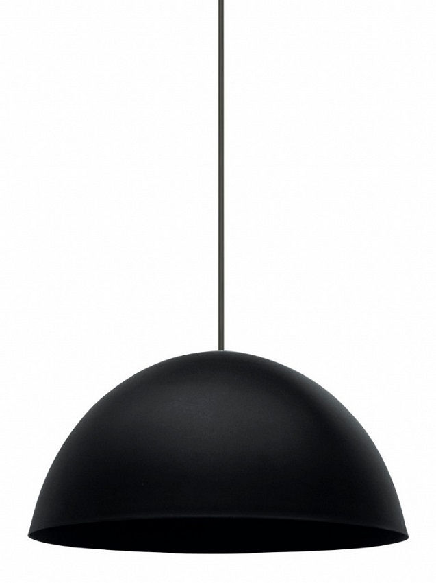 Pendente Redondo com Soquete E27 1x60W Grande 600x300 mm Alumínio Preto Fosco TD 821F com Cabo 900 mm