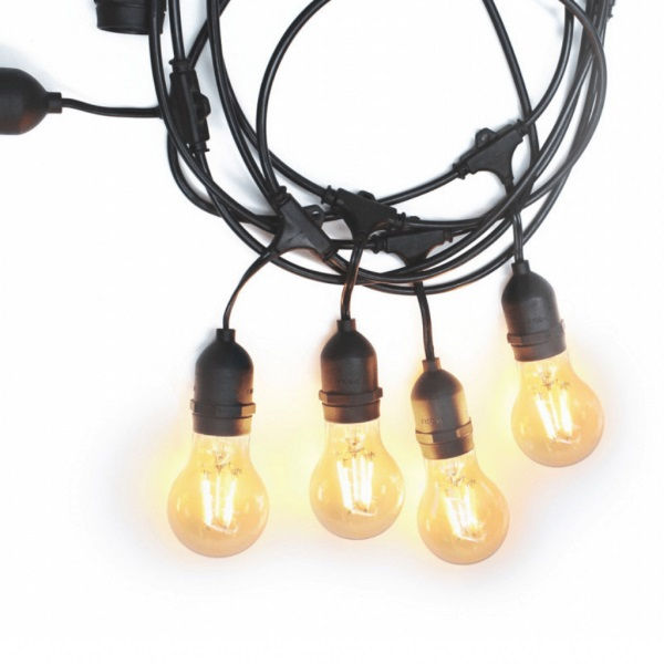 Porta lâmpada Porta Lâmpada Cordão Cipro 200W 8xE27 4,35 M Preto IP44 Entre Bases 550 mm Queda 140 mm