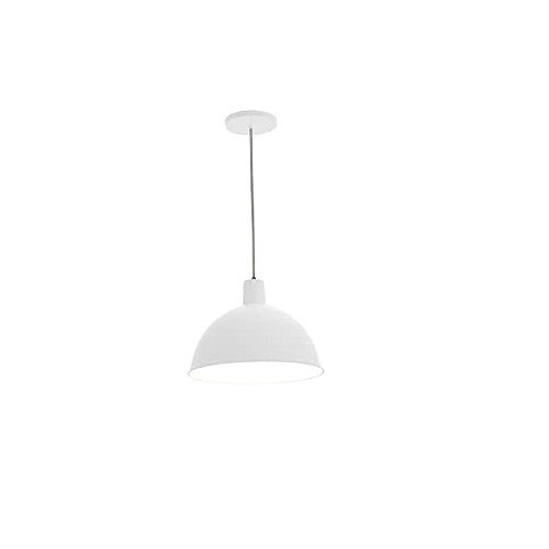 Pendente Redondo com Soquete E27 1x100W 380x320 mm Alumínio Branco Fosco TD 821 com Cabo 900 mm