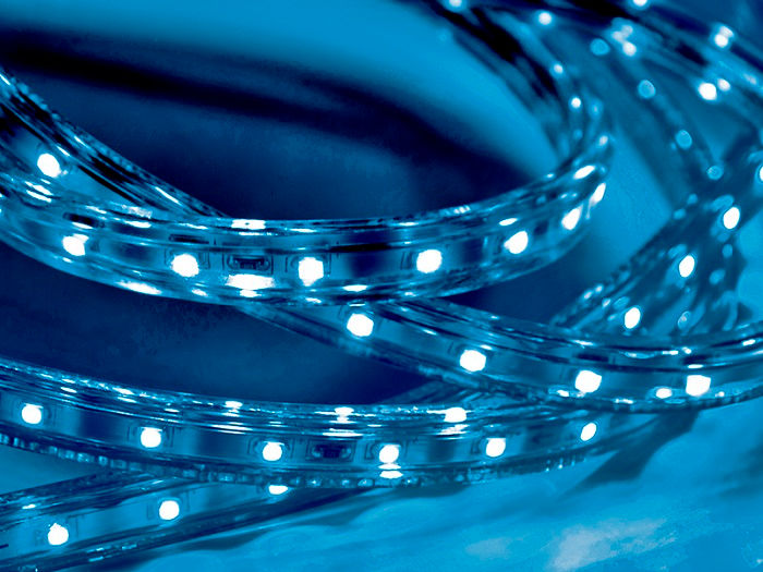 Fita Led 220VCA Metro Azul IP67 5W/M para Cabo Força 20.000H