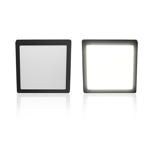 Painel Led Sobrepor 18W Alumínio Preto Quadrado 210x210x25 mm 1260 lm 3000K Bivolt LUX 20.000H