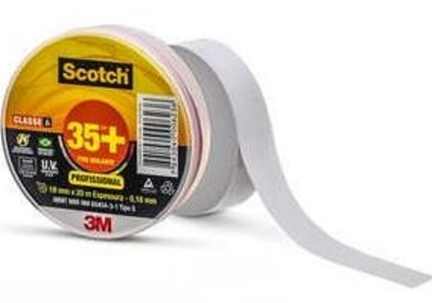 Fita PVC Isolante 750V 90G 19 mmX20 M ESP 0,18 mm 35+ Branca